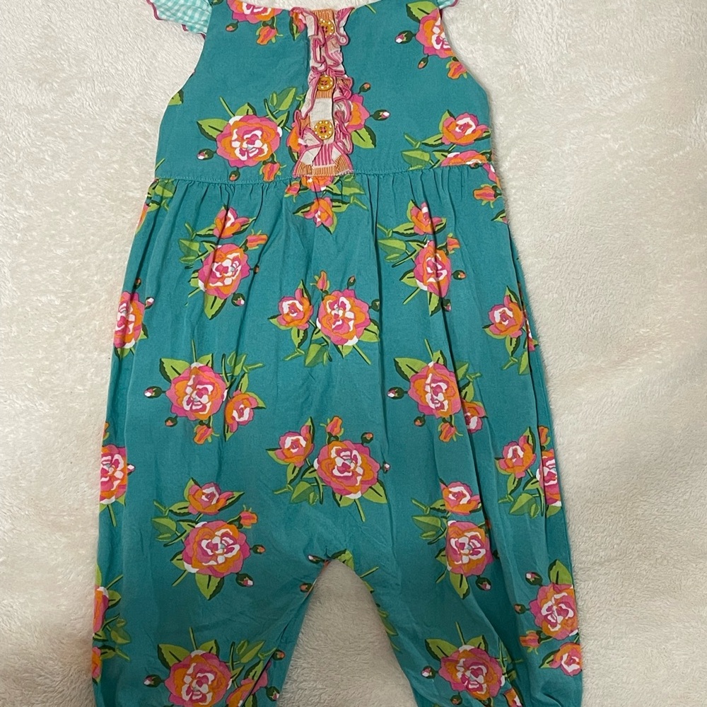 Floral Teal Kids Jumpsuit